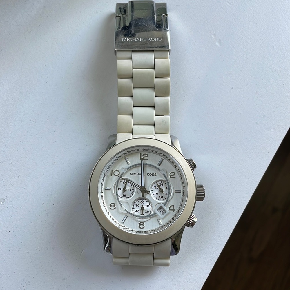 MichaelKors white and silver watch